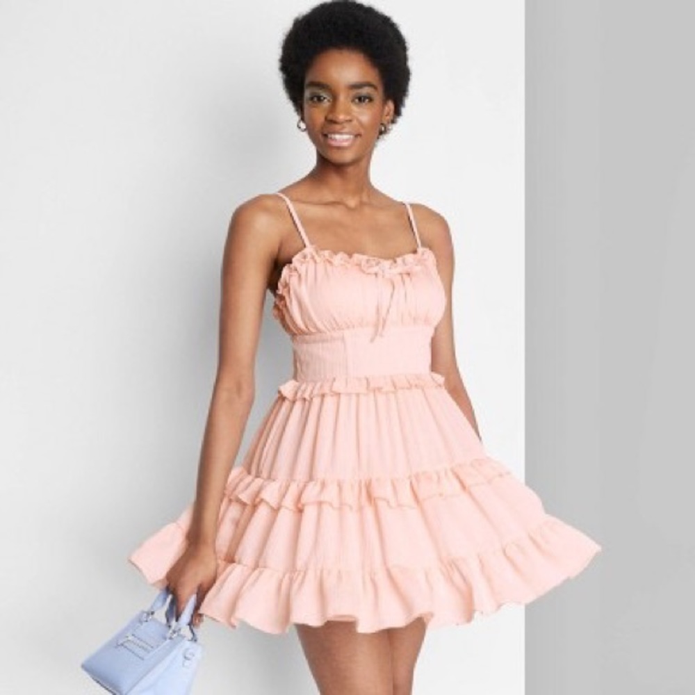 Tiered Chiffon Fit and Flare Dress